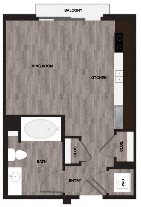 Studio Floorplan at Metro Mission Valley, San Diego, 92108